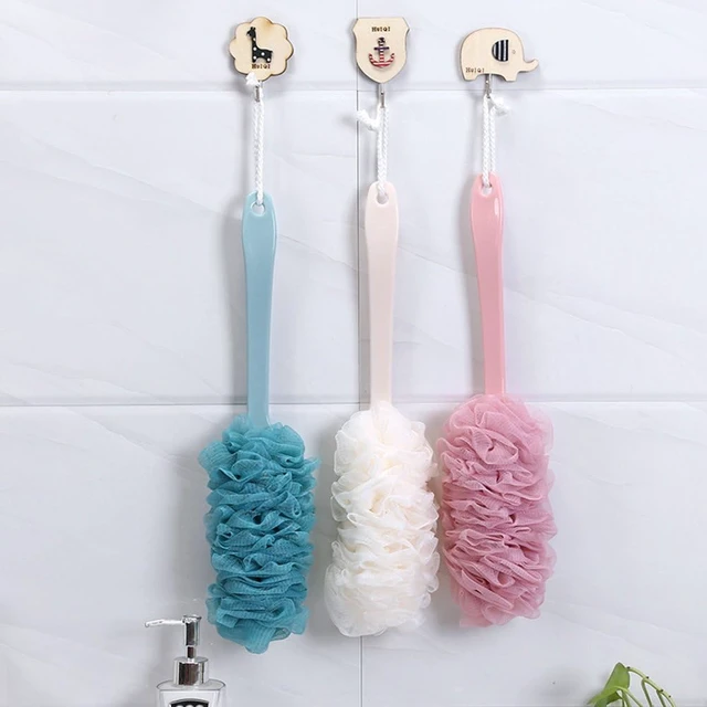 Alt view image 6 of 7 - Exfoliating Bath Body Brush on Stick for Men Women Elderly, Long Handle Back Scrubber with Soft Nylon Mesh Loofah