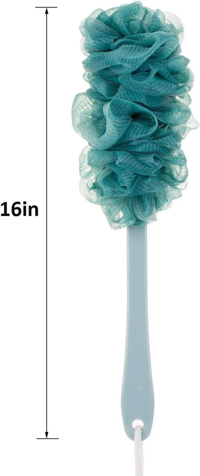 Alt view image 7 of 7 - Exfoliating Bath Body Brush on Stick for Men Women Elderly, Long Handle Back Scrubber with Soft Nylon Mesh Loofah