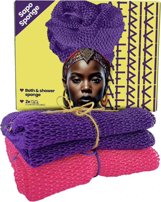 Main image of Deep Exfoliating Washcloth for Smooth Skin, Extra Long Stretch Bath Sponge for Shower, Premium Authentic Exfoliating Body Scrubber, African Net Sponge