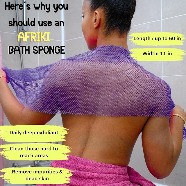 Alt view image 4 of 7 - Deep Exfoliating Washcloth for Smooth Skin, Extra Long Stretch Bath Sponge for Shower, Premium Authentic Exfoliating Body Scrubber, African Net Sponge
