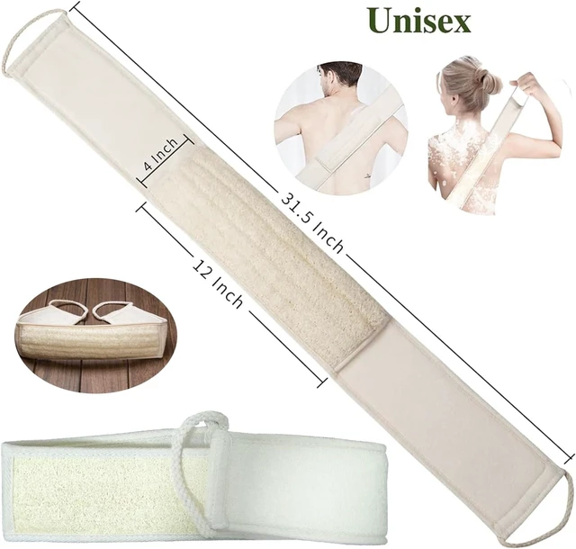 Alt view image 2 of 7 - Unisex Luffa Body Cleansing Tool, Natural Loofah Bath Scrubbing Strap for Exfoliating Back in Shower