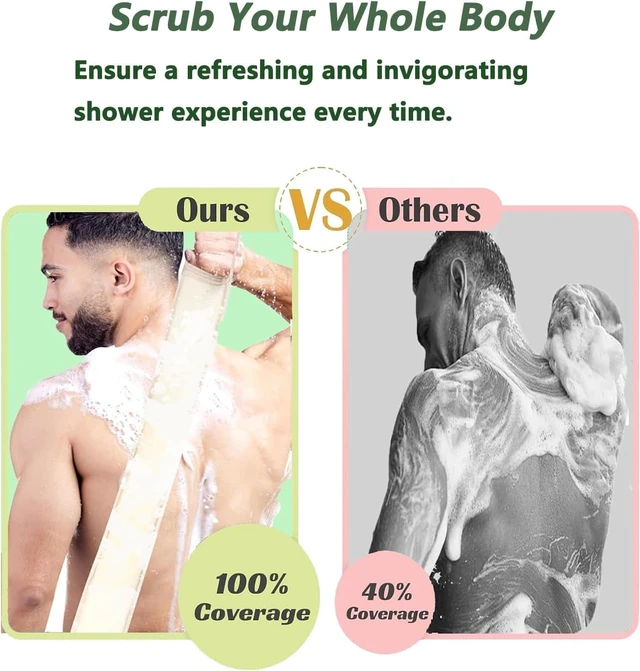 Alt view image 5 of 7 - Unisex Luffa Body Cleansing Tool, Natural Loofah Bath Scrubbing Strap for Exfoliating Back in Shower
