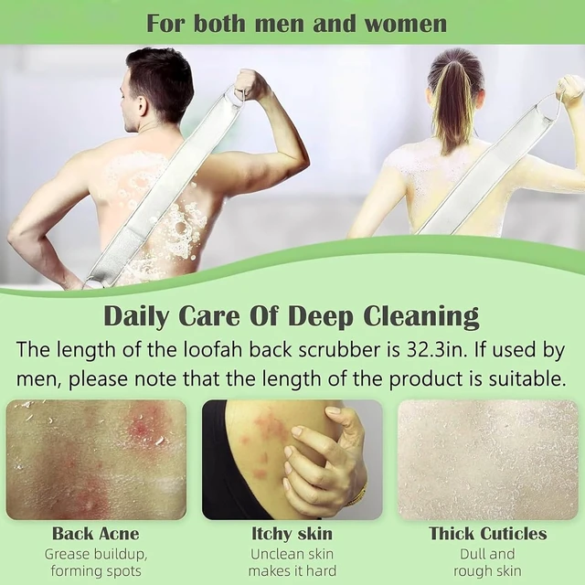 Alt view image 4 of 7 - Unisex Luffa Body Cleansing Tool, Natural Loofah Bath Scrubbing Strap for Exfoliating Back in Shower