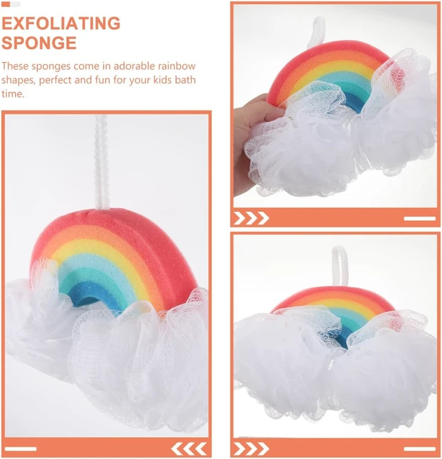 Alt view image 2 of 7 - Colorful Shower Luffa for Men Women Kids, Exfoliating Loofah Puff & Body Scrubber, Rainbow Bath Sponge Set