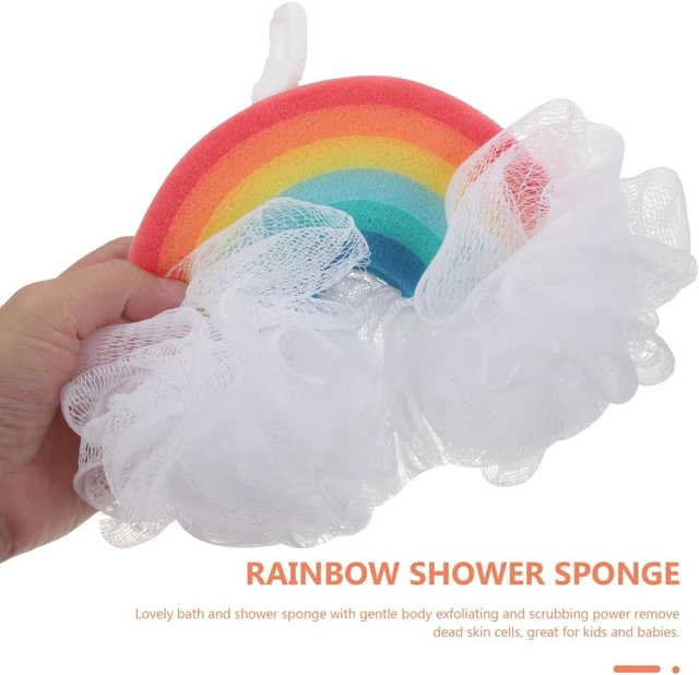 Alt view image 5 of 7 - Colorful Shower Luffa for Men Women Kids, Exfoliating Loofah Puff & Body Scrubber, Rainbow Bath Sponge Set