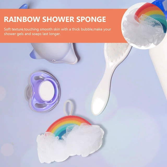 Alt view image 6 of 7 - Colorful Shower Luffa for Men Women Kids, Exfoliating Loofah Puff & Body Scrubber, Rainbow Bath Sponge Set