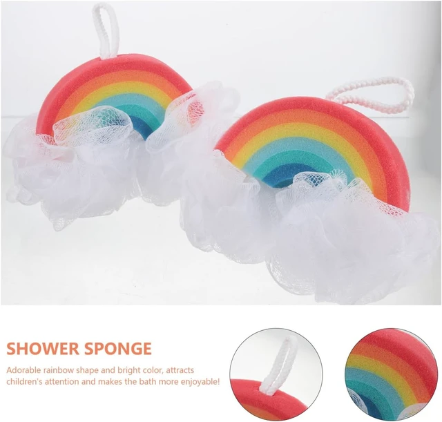 Alt view image 7 of 7 - Colorful Shower Luffa for Men Women Kids, Exfoliating Loofah Puff & Body Scrubber, Rainbow Bath Sponge Set