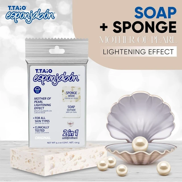 Alt view image 3 of 5 - Elbow & Feet, and Body Massage - Shower Loofah for Face, Oil Removal, Mother of Pearl Soap Sponge Bath Scrubber for Deep Cleansing