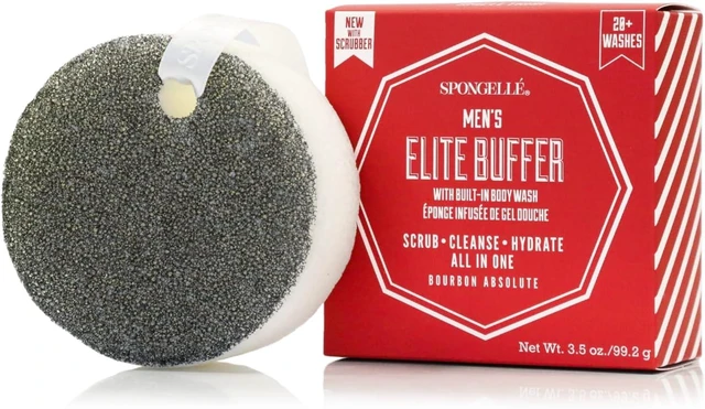 Main image of Made in USA, Dermatologist-Tested, Vegan, Bourbon Absolute | Body Wash Infused Exfoliating Body Scrubber | Loofah Sponge For Men | Gift For Father's Day, Men's Elite Buffer