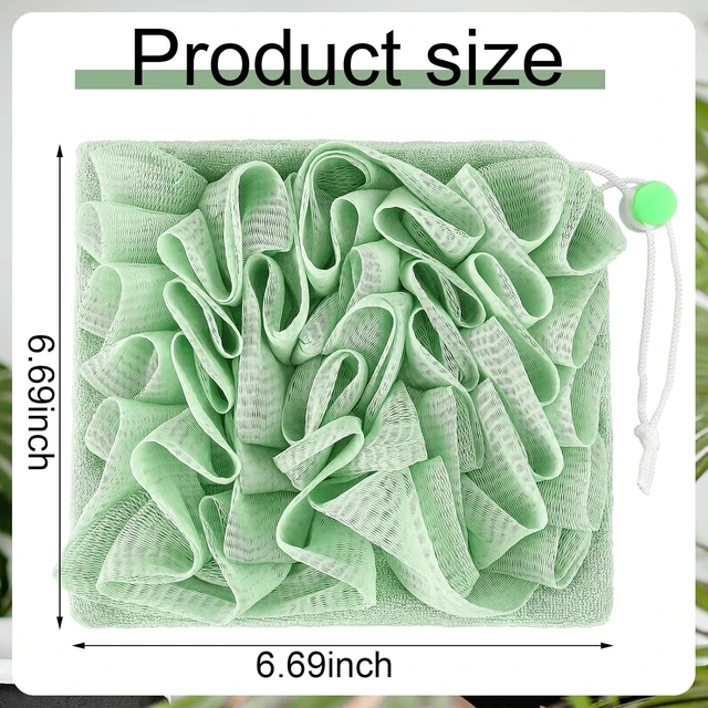 Alt view image 2 of 6 - Set of Six Dual-Purpose Loofah Sponges with Drawstring and Soap Pocket for Body Exfoliation and Cleansing