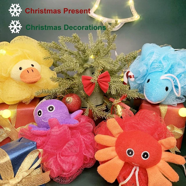 Alt view image 2 of 7 - Animal Design Loofah Exfoliating Bath Sponge Pouf Mesh Scrubber Ball for Kids Children Body Cleaning Rich Foam Bubble