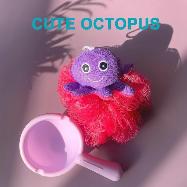 Alt view image 5 of 7 - Animal Design Loofah Exfoliating Bath Sponge Pouf Mesh Scrubber Ball for Kids Children Body Cleaning Rich Foam Bubble