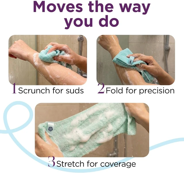 Alt view image 4 of 7 - Flexible Body Wash Cloth for Smooth Skin, Love Being Scrubbed Stretchy Exfoliating Back Scrubber for Shower and Bath