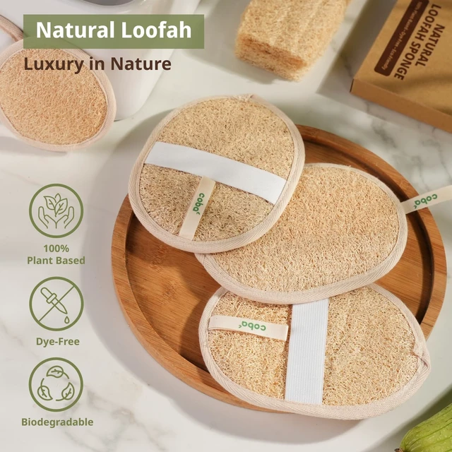 Alt view image 2 of 7 - Pure Plant-Based Loofah Body and Face Exfoliator Set | Natural Luffa Sponge for Deep Cleansing & Smooth Skin | Unisex Bath Scrubber