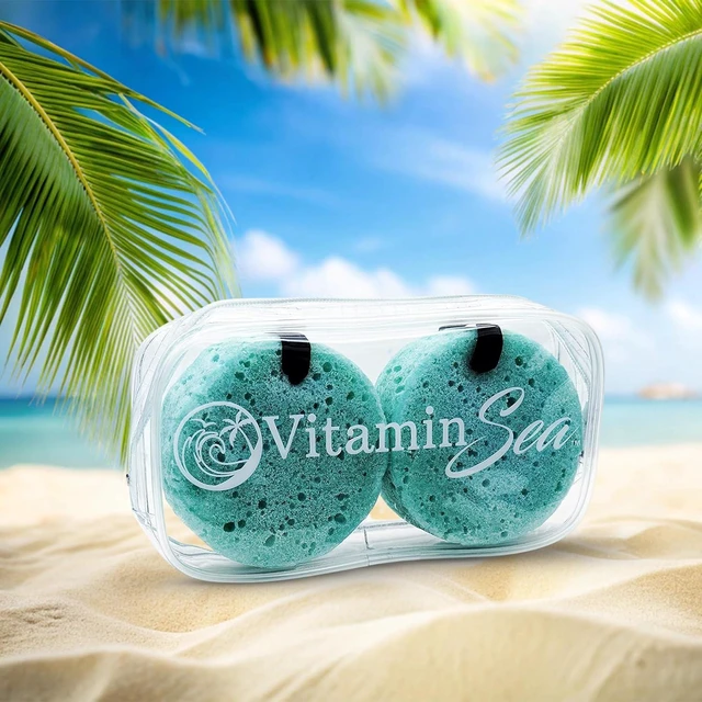 Main image of Portable Shower Loofah with Storage Case | Women's Body Wash Sponge with Natural Extracts | Travel Bath Soap Pouf