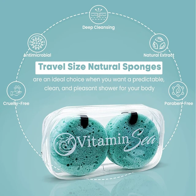Alt view image 3 of 7 - Portable Shower Loofah with Storage Case | Women's Body Wash Sponge with Natural Extracts | Travel Bath Soap Pouf