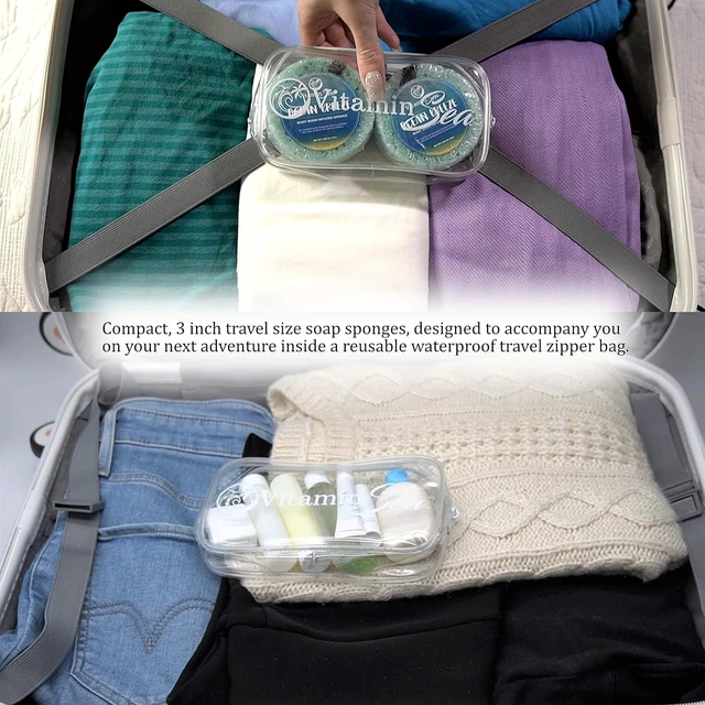 Alt view image 6 of 7 - Portable Shower Loofah with Storage Case | Women's Body Wash Sponge with Natural Extracts | Travel Bath Soap Pouf