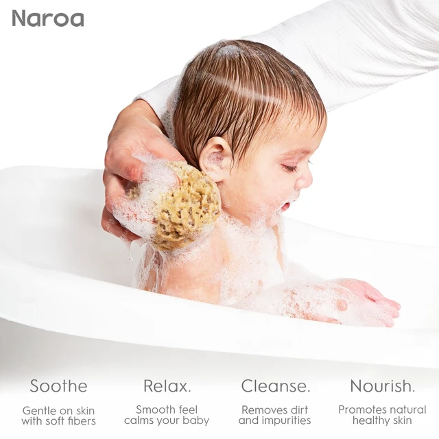 Alt view image 2 of 6 - NAROA Eco-Friendly Sea Wool Baby Bath Sponge with Gift Box | Gentle Natural Cleansing Tool for Newborns | Plastic-Free Bath Accessory
