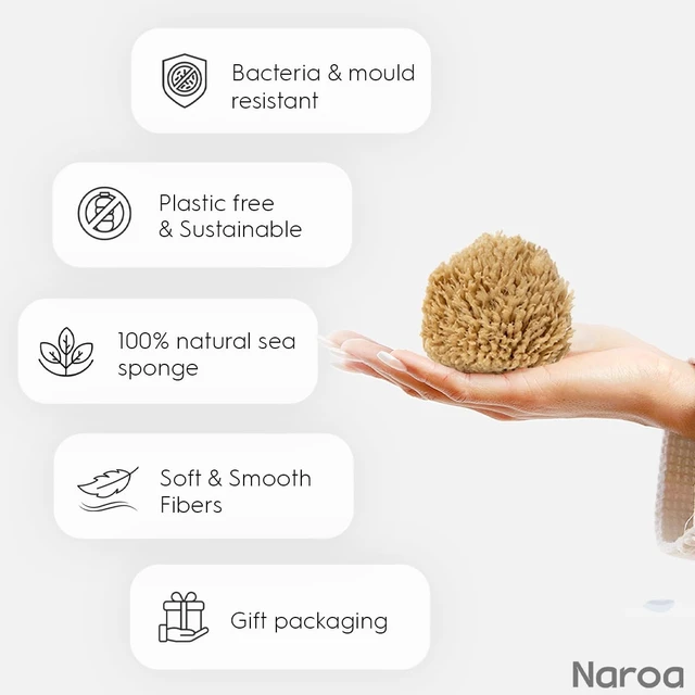 Alt view image 3 of 6 - NAROA Eco-Friendly Sea Wool Baby Bath Sponge with Gift Box | Gentle Natural Cleansing Tool for Newborns | Plastic-Free Bath Accessory