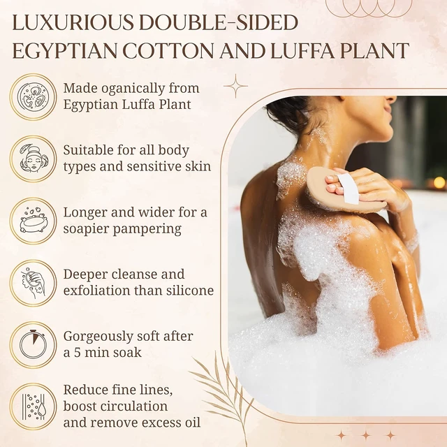 Alt view image 4 of 7 - Egyptian Luffa Body Exfoliating Sponge Set for Shower