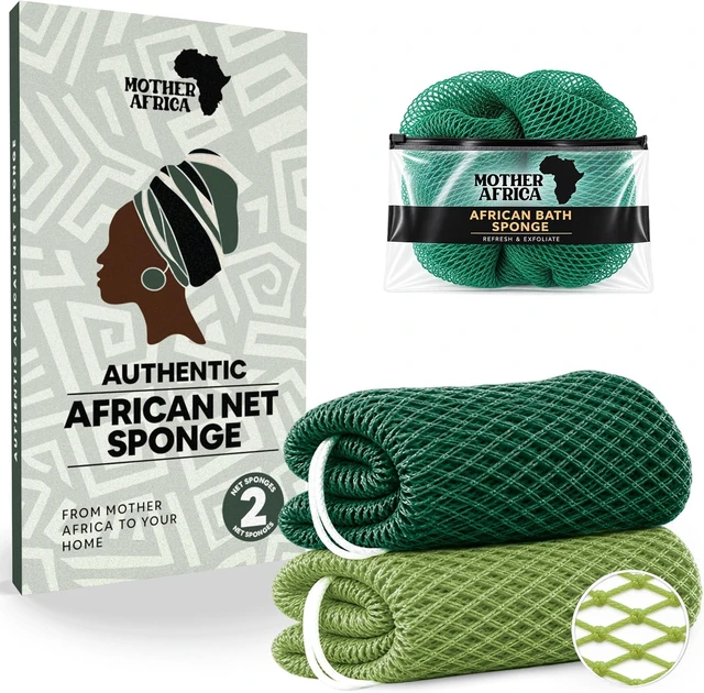 Alt view image 2 of 7 - Loofah Washcloth for Deep Cleansing Shower Use on Face & Body, Authentic African Net Sponge with Knots - Exfoliating Body Scrubber