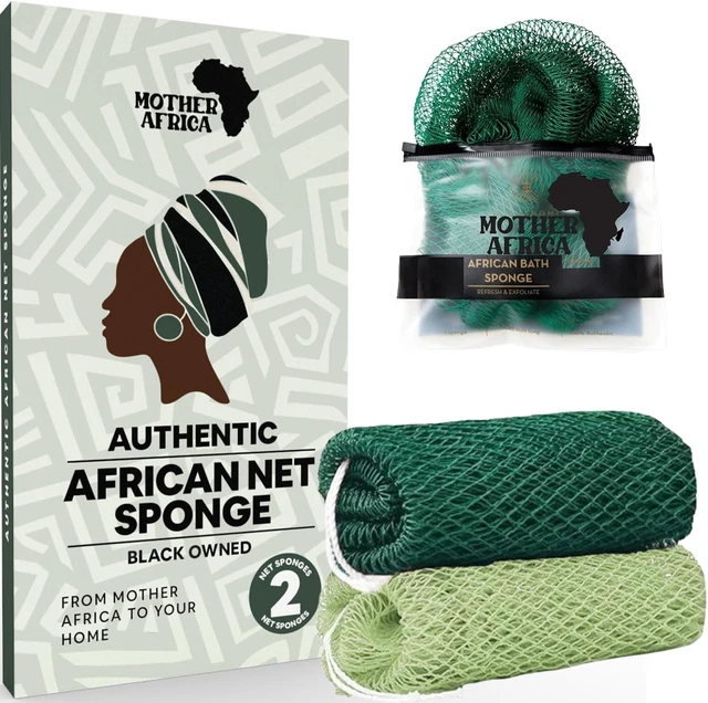 Main image of Loofah Washcloth for Deep Cleansing Shower Use on Face & Body, Authentic African Net Sponge with Knots - Exfoliating Body Scrubber