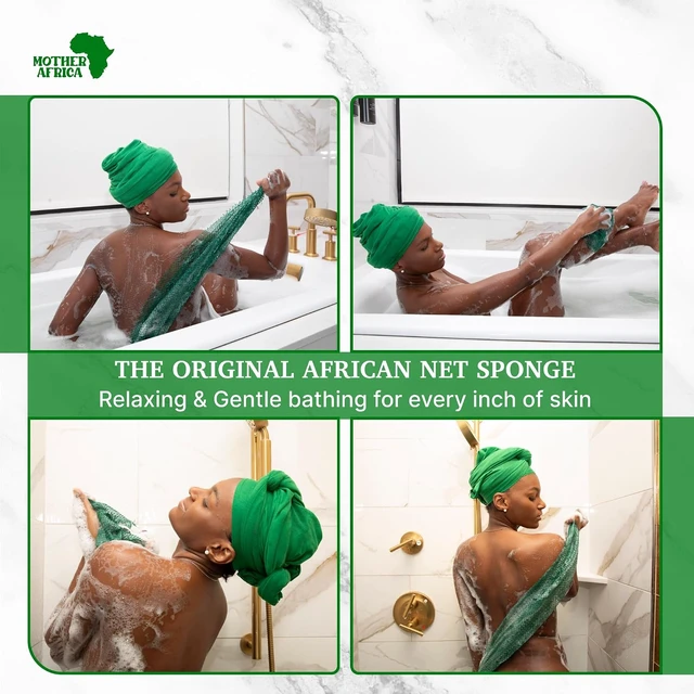 Alt view image 3 of 7 - Loofah Washcloth for Deep Cleansing Shower Use on Face & Body, Authentic African Net Sponge with Knots - Exfoliating Body Scrubber