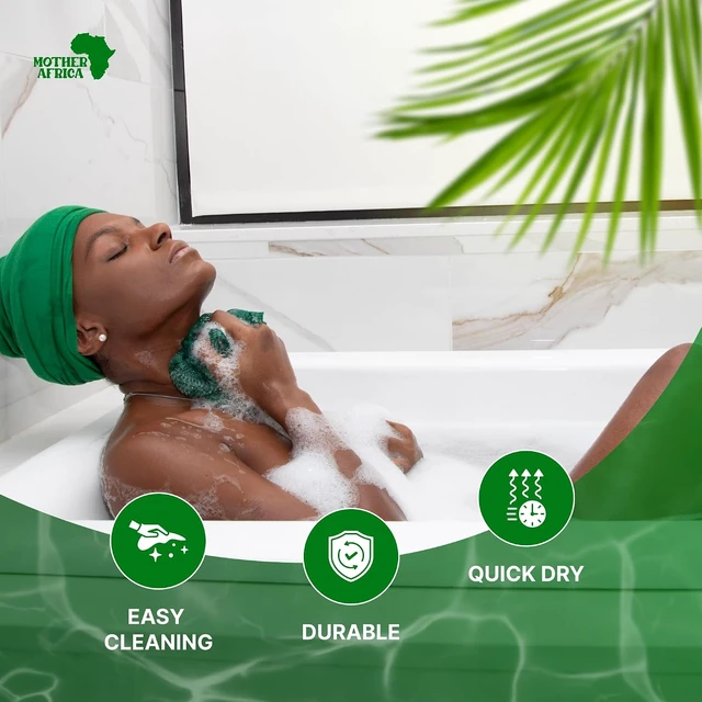 Alt view image 5 of 7 - Loofah Washcloth for Deep Cleansing Shower Use on Face & Body, Authentic African Net Sponge with Knots - Exfoliating Body Scrubber