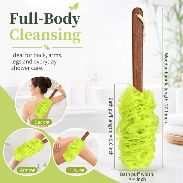 Alt view image 2 of 7 - Wooden Stick & Gentle Mesh Texture, Bath Sponge with Long Handle