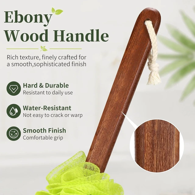 Alt view image 6 of 7 - Wooden Stick & Gentle Mesh Texture, Bath Sponge with Long Handle