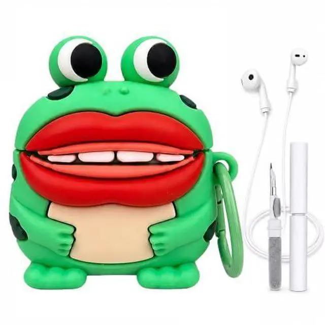 Main image of Funny Frog Case for AirPods 4, Ugly Cute Animal Silicone Cover (Goofy Frog Green,AirPods 4th (2024))