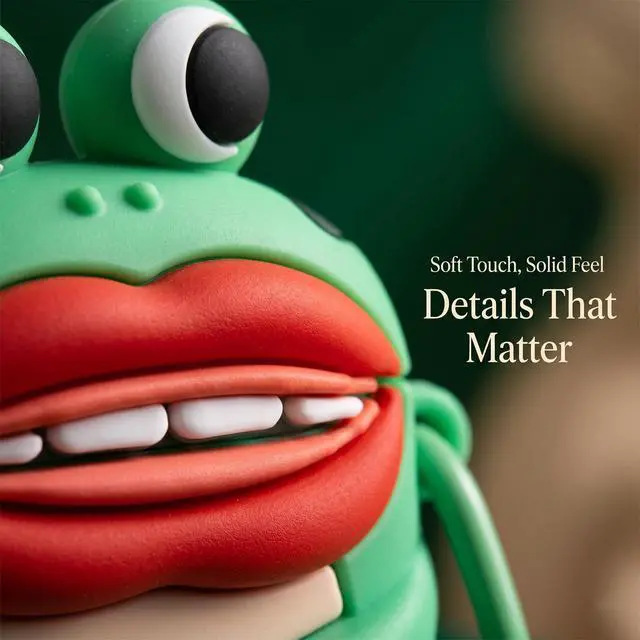Alt view image 3 of 6 - Funny Frog Case for AirPods 4, Ugly Cute Animal Silicone Cover (Goofy Frog Green,AirPods 4th (2024))