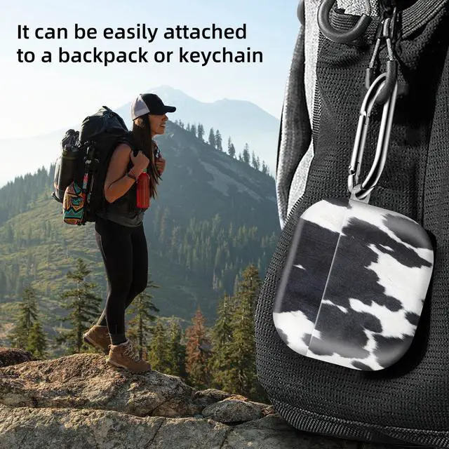 Alt view image 2 of 6 - Compatible with AirPod 4th Generation 2024 Case, Shockproof Anti-Drop Protective Cover, Cute Case for Women Men with Keychain(White Black Cow)
