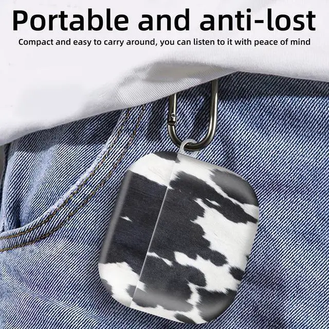 Alt view image 6 of 6 - Compatible with AirPod 4th Generation 2024 Case, Shockproof Anti-Drop Protective Cover, Cute Case for Women Men with Keychain(White Black Cow)