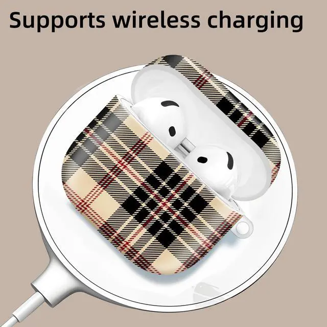 Alt view image 3 of 6 - Compatible with AirPod 4th Generation 2024 Case, Shockproof Anti-Drop Protective Cover, Cute Case for Women Men with Keychain(Beautiful Plaid Tartan)