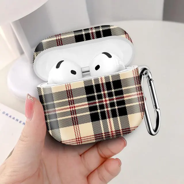 Alt view image 5 of 6 - Compatible with AirPod 4th Generation 2024 Case, Shockproof Anti-Drop Protective Cover, Cute Case for Women Men with Keychain(Beautiful Plaid Tartan)
