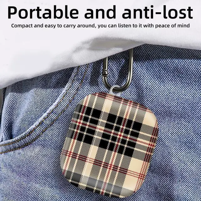 Alt view image 6 of 6 - Compatible with AirPod 4th Generation 2024 Case, Shockproof Anti-Drop Protective Cover, Cute Case for Women Men with Keychain(Beautiful Plaid Tartan)