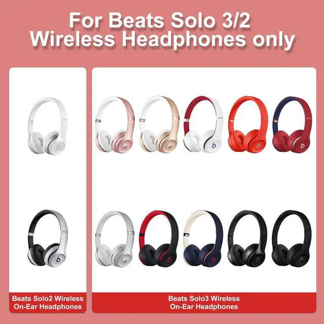 Alt view image 2 of 6 - Replacement Earpads for Beats Solo 3, Solo 2, Red | Ear Covers Earpads Cushions Compatible with Beats Solo3/2 Wireless Headphone