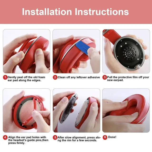 Alt view image 4 of 6 - Replacement Earpads for Beats Solo 3, Solo 2, Red | Ear Covers Earpads Cushions Compatible with Beats Solo3/2 Wireless Headphone