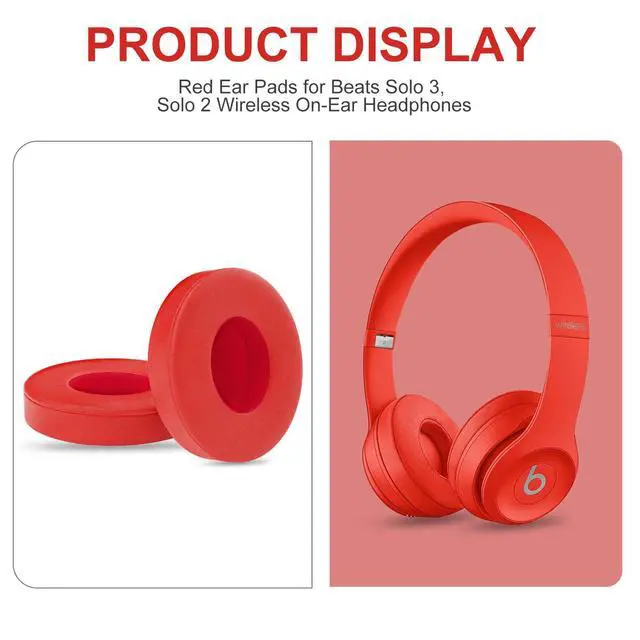 Alt view image 6 of 6 - Replacement Earpads for Beats Solo 3, Solo 2, Red | Ear Covers Earpads Cushions Compatible with Beats Solo3/2 Wireless Headphone