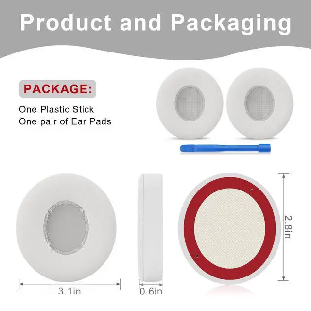 Alt view image 3 of 6 - Replacement Earpads for Beats Solo 3, Solo 2, Light Grey | Ear Covers Earpads Cushions Compatible with Beats Solo3/2 Wireless Headphone