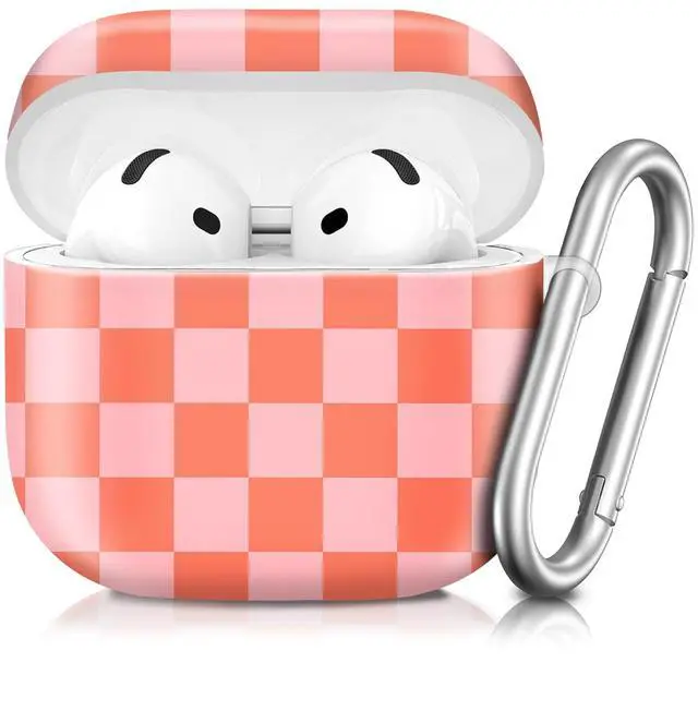 Main image of Compatible with AirPod 4th Generation 2024 Case, Shockproof Anti-Drop Protective Cover, Cute Case for Women Men with Keychain(Watermelon Red Checkerboard)