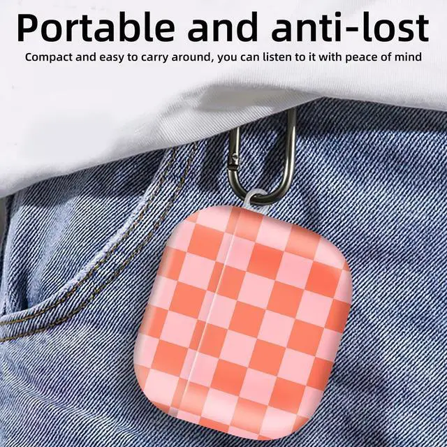 Alt view image 6 of 6 - Compatible with AirPod 4th Generation 2024 Case, Shockproof Anti-Drop Protective Cover, Cute Case for Women Men with Keychain(Watermelon Red Checkerboard)