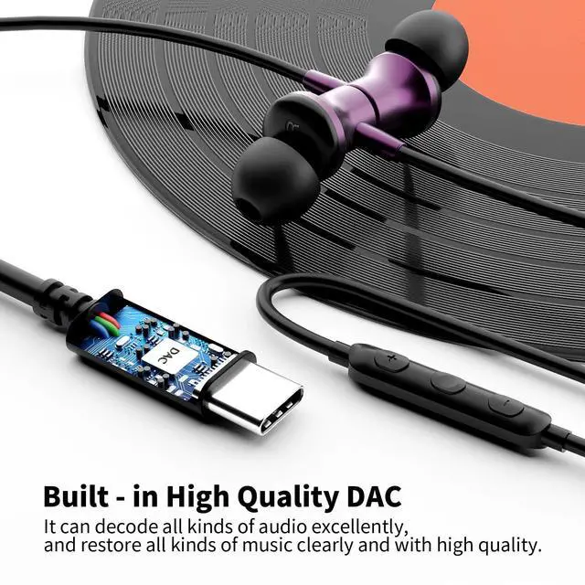 Alt view image 4 of 6 - USB C Wired Headphones with Mic for iPhone 17 17e 16e 16 15 Plus 5G | Type C Earbuds Magnetic Noise Canceling in-Ear Earphones for iPad Air Samsung Flip8 Fold8 Galaxy S26 S25 Oneplus 15 Pixel 10a