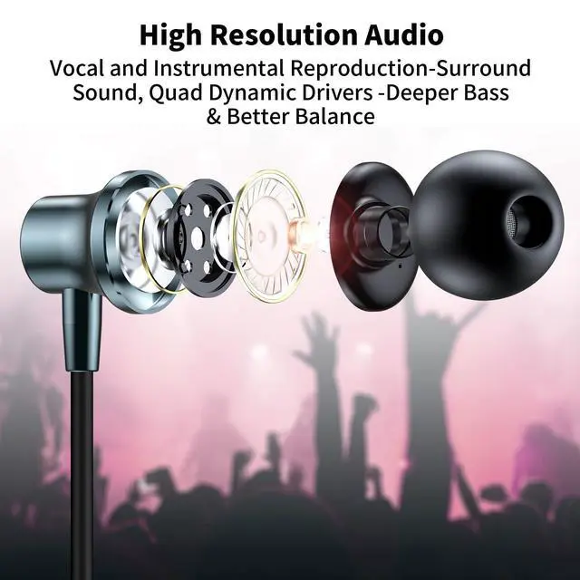 Alt view image 2 of 6 - USB C Wired Headphones with Mic for iPhone 17 17e 16e 16 15 Plus 5G | Type C Earbuds Magnetic Noise Canceling in-Ear Earphones for iPad Air Samsung Flip8 Fold8 Galaxy S26 S25 Oneplus 15 Pixel 10a