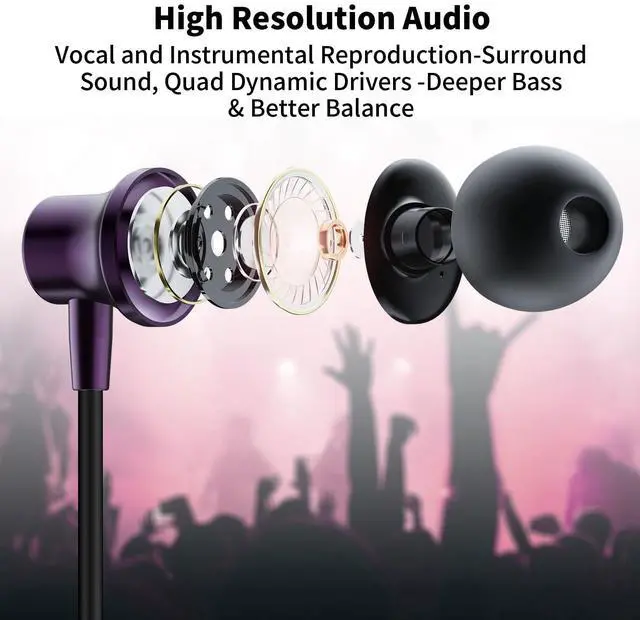 Alt view image 2 of 6 - USB C Wired Headphones with Mic for iPhone 17 17e 16e 16 15 Plus 5G | Type C Earbuds Magnetic Noise Canceling in-Ear Earphones for iPad Air Samsung Flip8 Fold8 Galaxy S26 S25 Oneplus 15 Pixel 10a