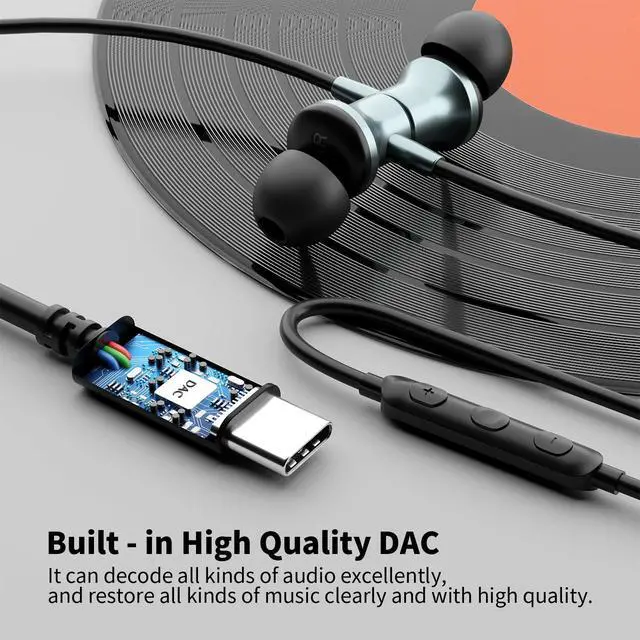 Alt view image 5 of 6 - USB C Wired Headphones with Mic for iPhone 17 17e 16e 16 15 Plus 5G | Type C Earbuds Magnetic Noise Canceling in-Ear Earphones for iPad Air Samsung Flip8 Fold8 Galaxy S26 S25 Oneplus 15 Pixel 10a
