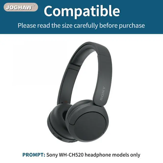 Alt view image 6 of 7 - Replacement Ear Pads for Headphones - Compatible for Sony WH-CH520 | Premium Protein Leather Cushions with Soft Memory Foam for Comfort - Black