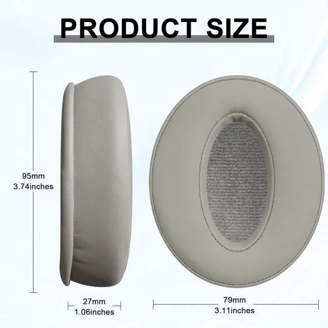 Alt view image 2 of 7 - Replacement Earpads for Sennheiser HD 4.50BT, HD 4.50BTNC, HD 4.50SE, HD 4.40BT, HD 4.30G, HD 4.20S, HD 458BT, HD 450BT, HD 400S, HD 350BT, HD300 Headphones, Ear Cushions Earpads Cups Cover (Grey)