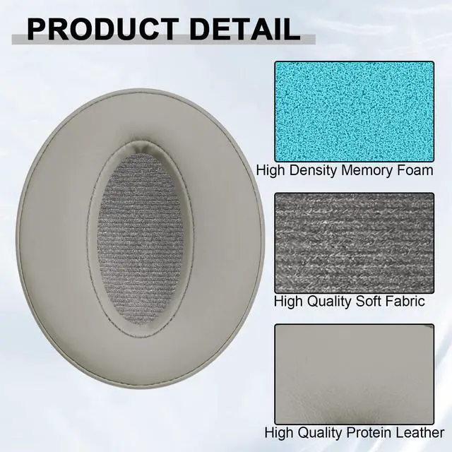 Alt view image 5 of 7 - Replacement Earpads for Sennheiser HD 4.50BT, HD 4.50BTNC, HD 4.50SE, HD 4.40BT, HD 4.30G, HD 4.20S, HD 458BT, HD 450BT, HD 400S, HD 350BT, HD300 Headphones, Ear Cushions Earpads Cups Cover (Grey)